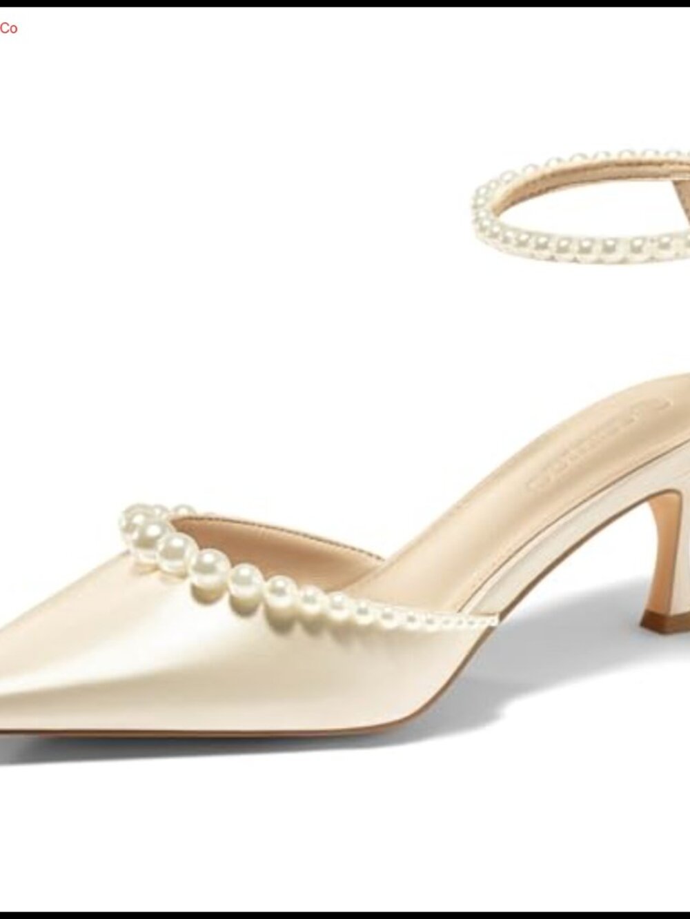 Satin Kitten Heels Closed Pointed Toe Pearl Ankle Strap Dress Pumps